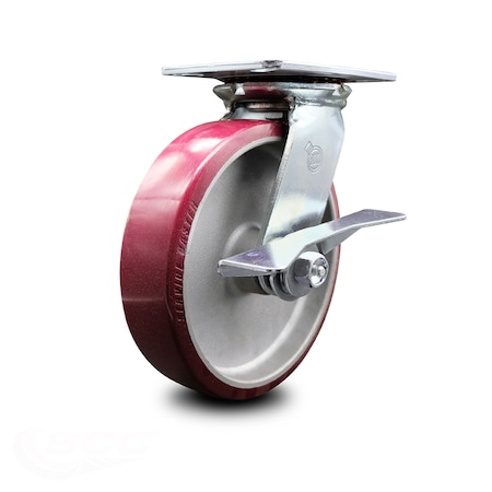 Service Caster 8 Inch Heavy Duty Poly on Aluminum Caster with Ball Bearing and Brake SCC SCC-35S820-PAB-SLB